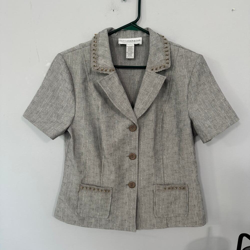 Vintage Sag Harbor Dressy Short Sleeve Blazer Suit Jacket Women's Plus Size 14